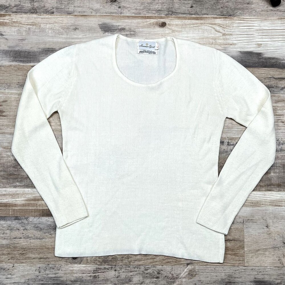 Herman Geist Tan Scoop Neck Sweater Size Large